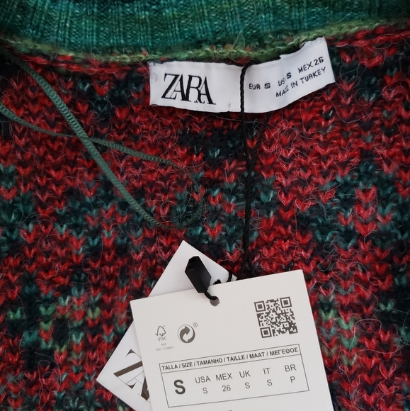 NWT Zara Floral Jacquard Knit Cropped Long Sleeve Button Front Cardigan - Picture 8 of 12